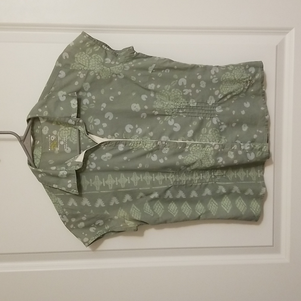 Mountain Hardwear Olive Green Floral Button Up Shirt Size 6
